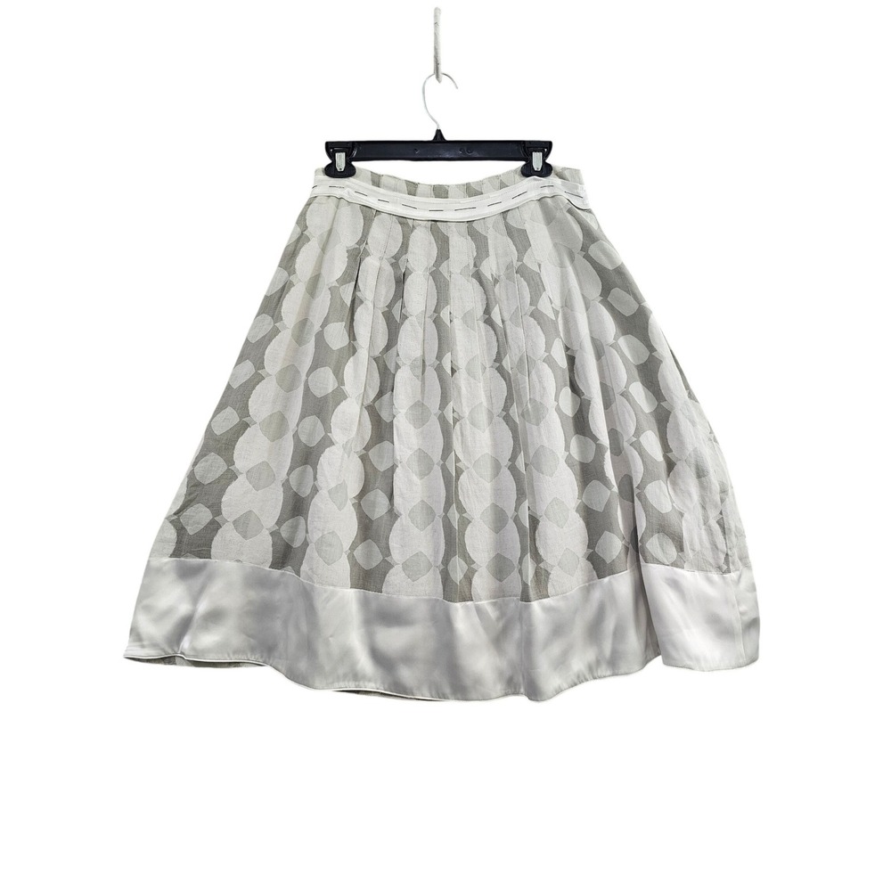 Sita Murt A-Line Skirt Women 42‎ Grey White Linen Cotton Satin Trim Spain Boho